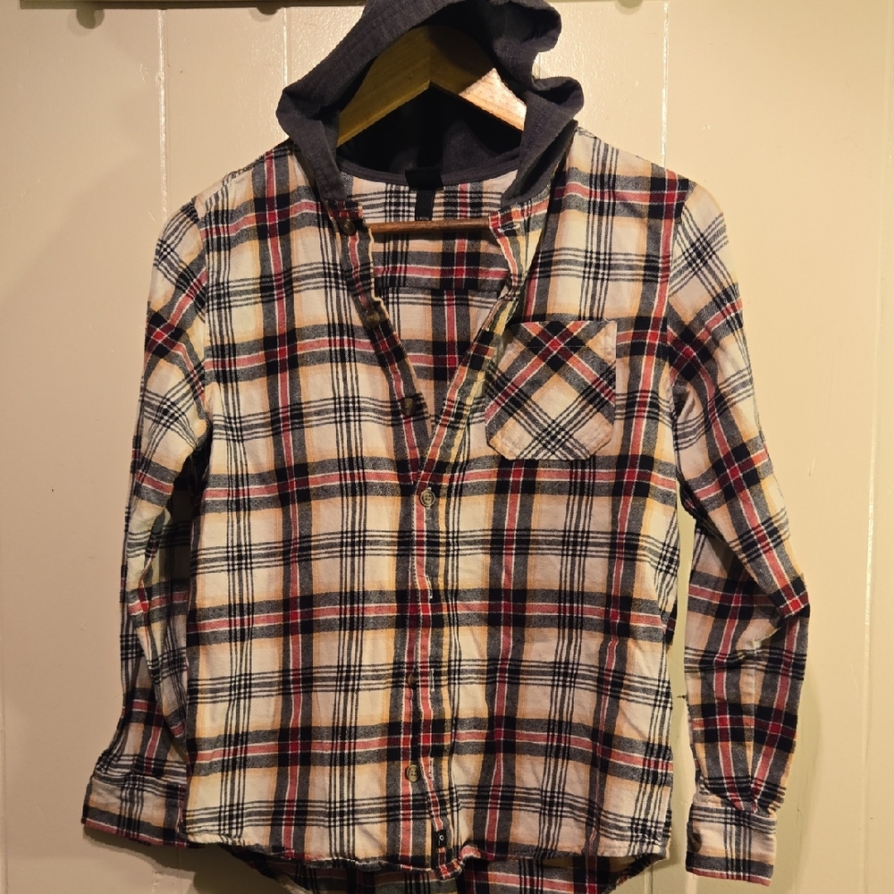 art class Multicolor Plaid Hooded Button-Down Shirt